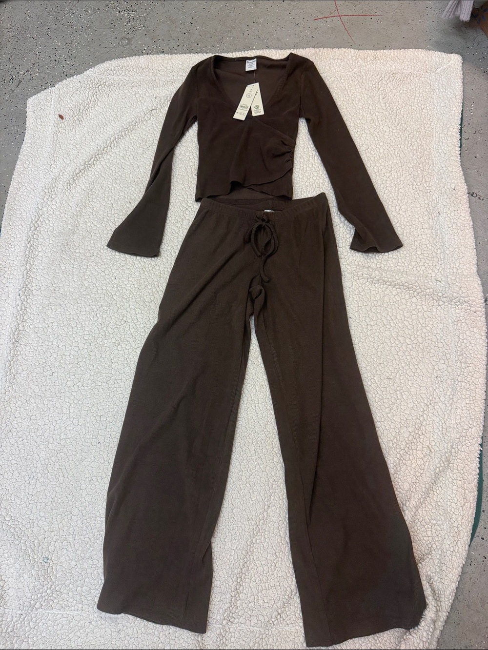 NWT No Boundaries Ribbed Ballet Lounge Set Chocolate Brown xs(0-2)